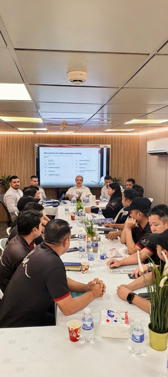 Bombay Chowpatty supervisors gathered for an operations meeting